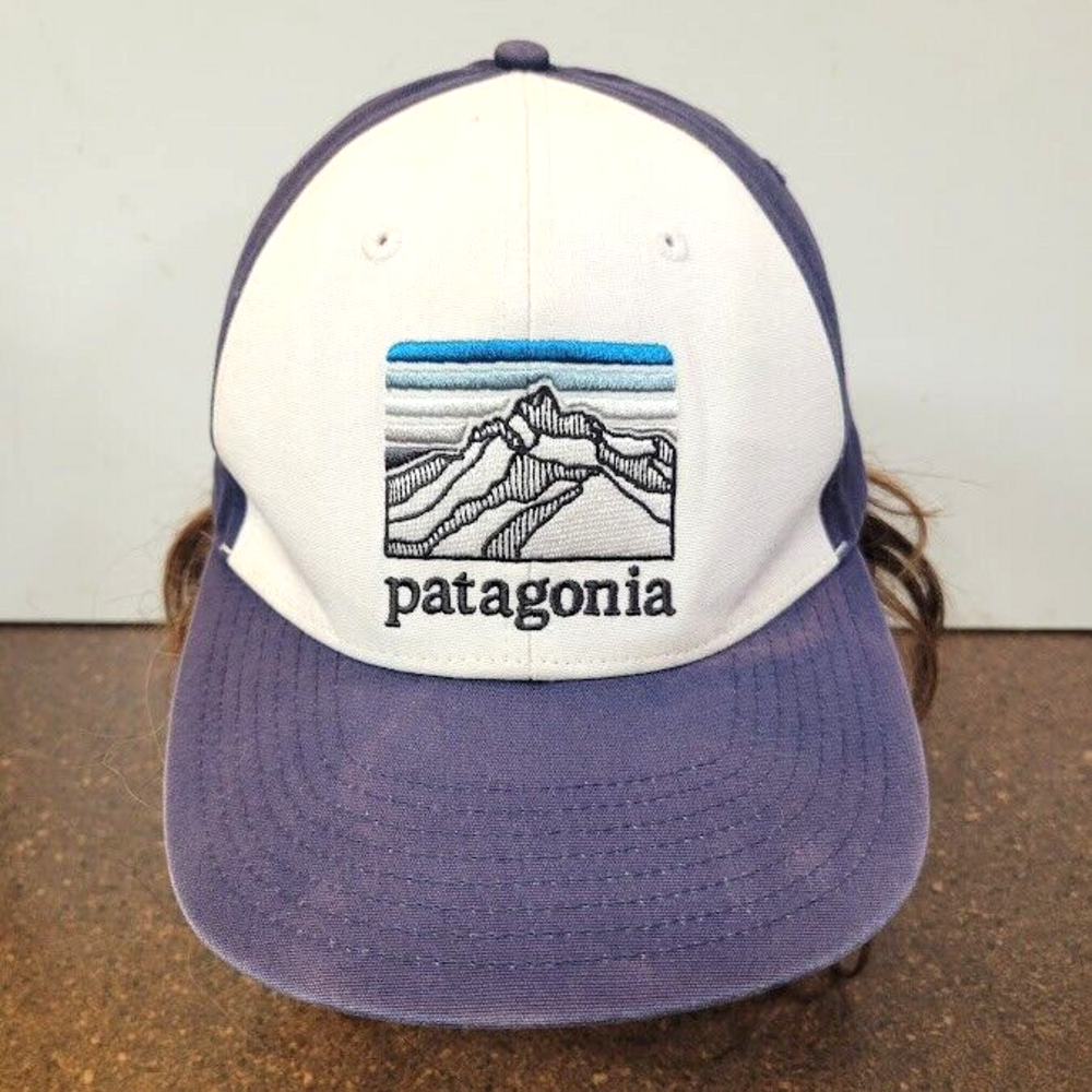 Patagonia Line Logo Ridge LoPro Trucker Cap Hat Snapback Adjustable Blue White